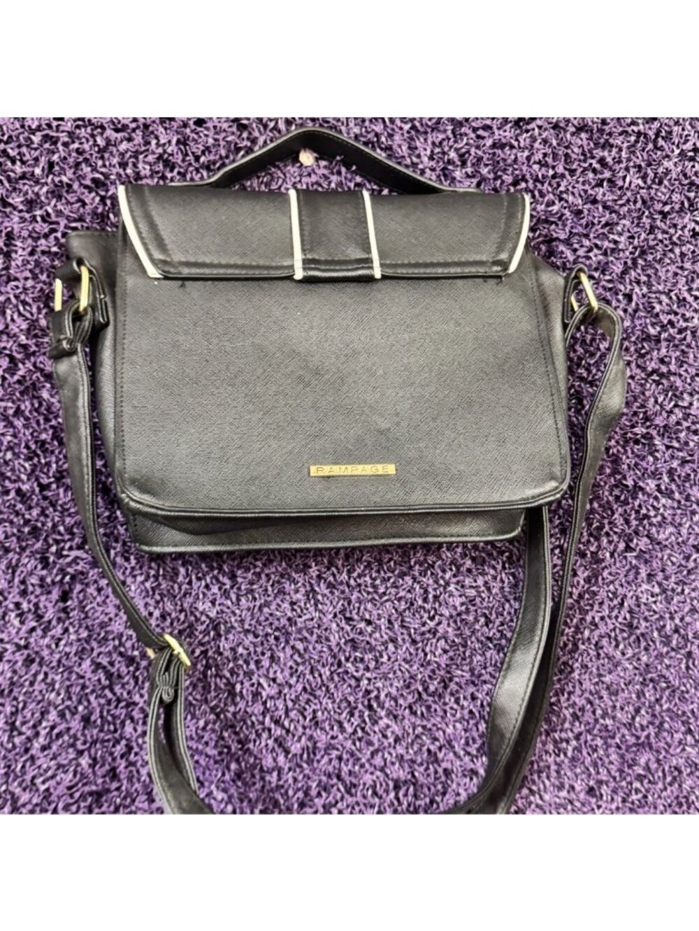 Black Rampage Cross Body Vegan Leather Satchel - Picture 2 of 5